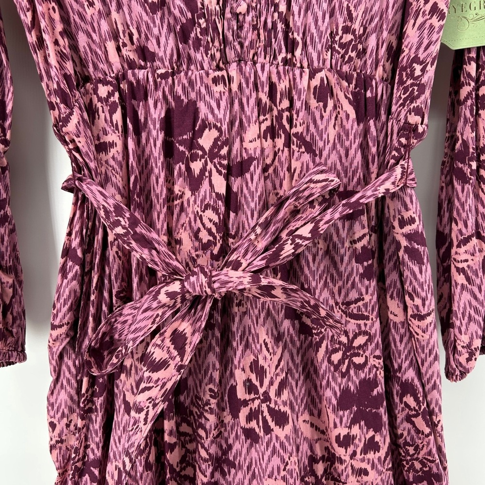 Ryegrass Purple Pink Floral Cotton Tiered Maxi Dress Long Sleeve XL NWT Boho - Picture 4 of 13